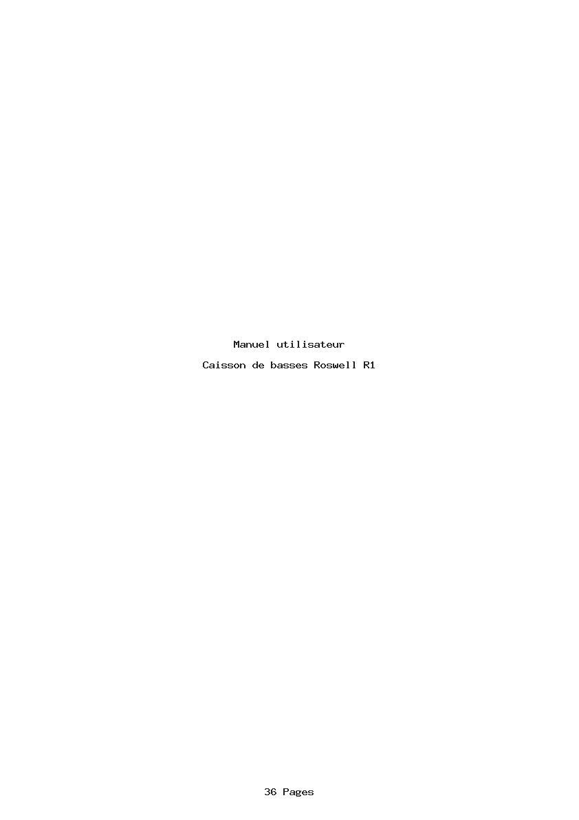 Page 1 de la notice Manuel utilisateur Roswell R1