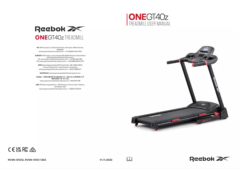 Page 1 de la notice Manuel utilisateur Reebok One GT40s