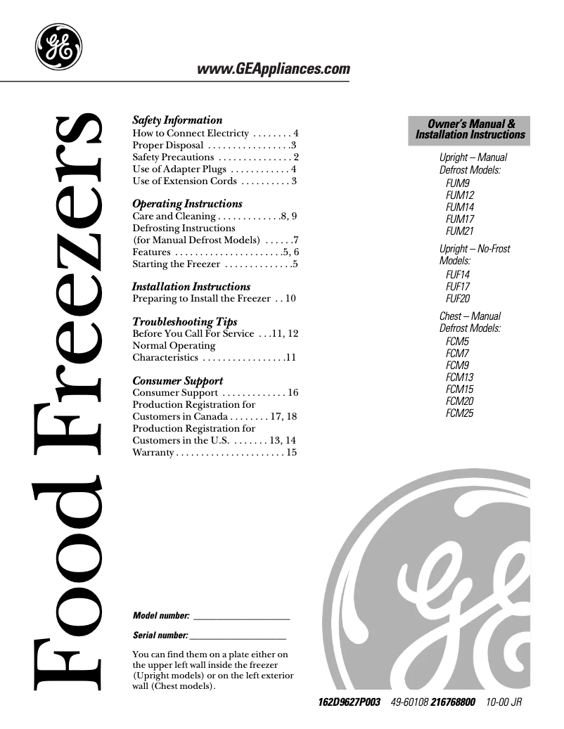 Page 1 de la notice Guide d'installation GE FCM20DAWH