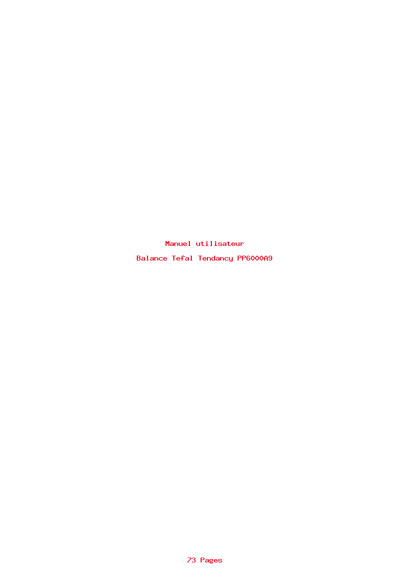 Page 1 de la notice Manuel utilisateur Tefal Tendancy PP6000A9