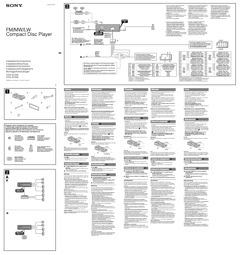 Page n°1 - Guide d'installation Sony CDX-GT232