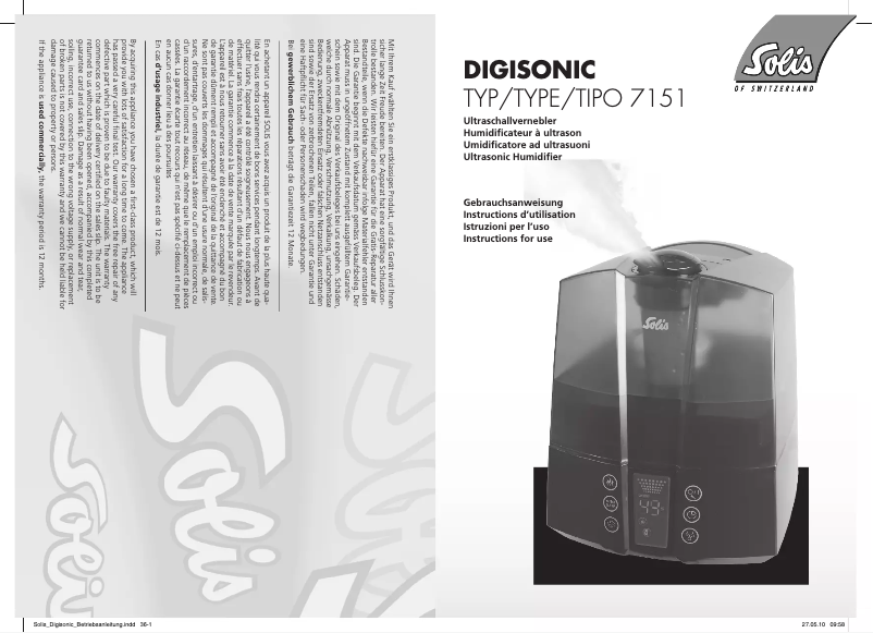 Page 1 de la notice Manuel utilisateur Solis Digisonic 7151