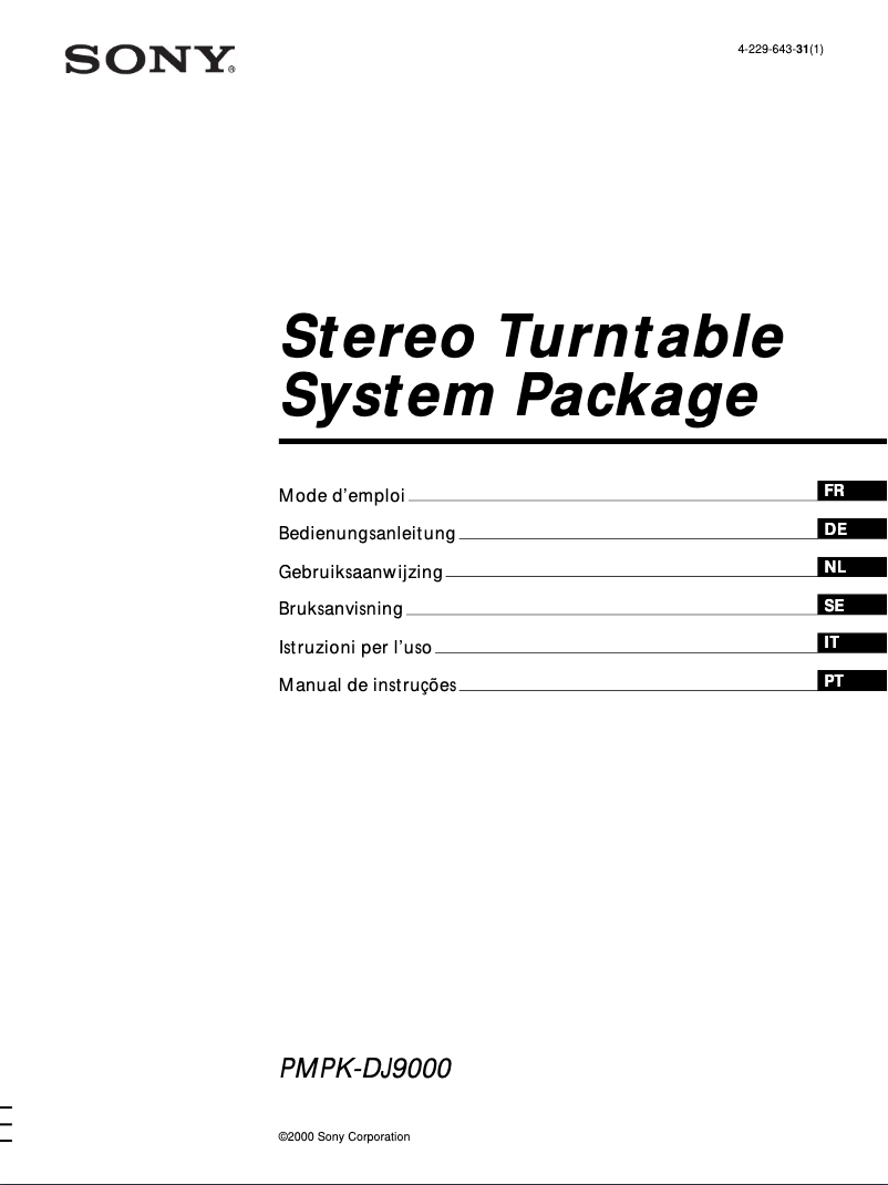 Page 1 of the manual User Manual Sony PMPK-DJ9000