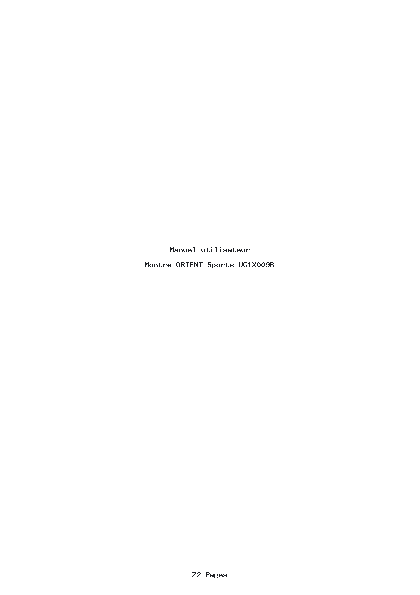 Page 1 de la notice Manuel utilisateur ORIENT Sports UG1X009B