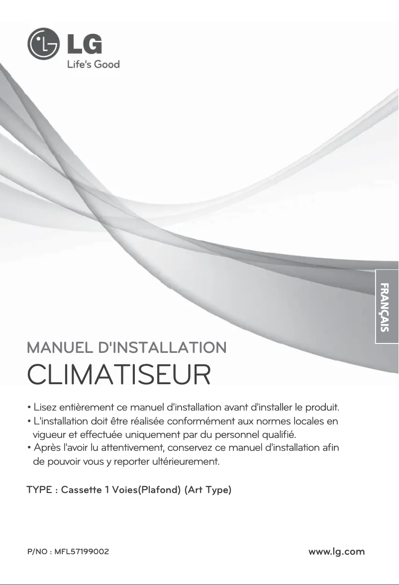 Page 1 de la notice Guide d'installation LG ARNU12GTUC2