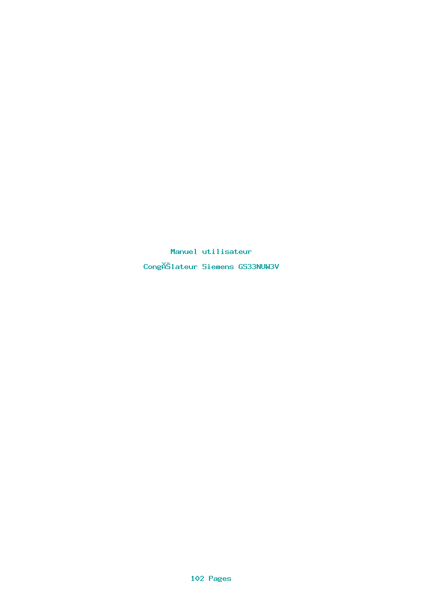 Page 1 de la notice Manuel utilisateur Siemens GS33NUW3V