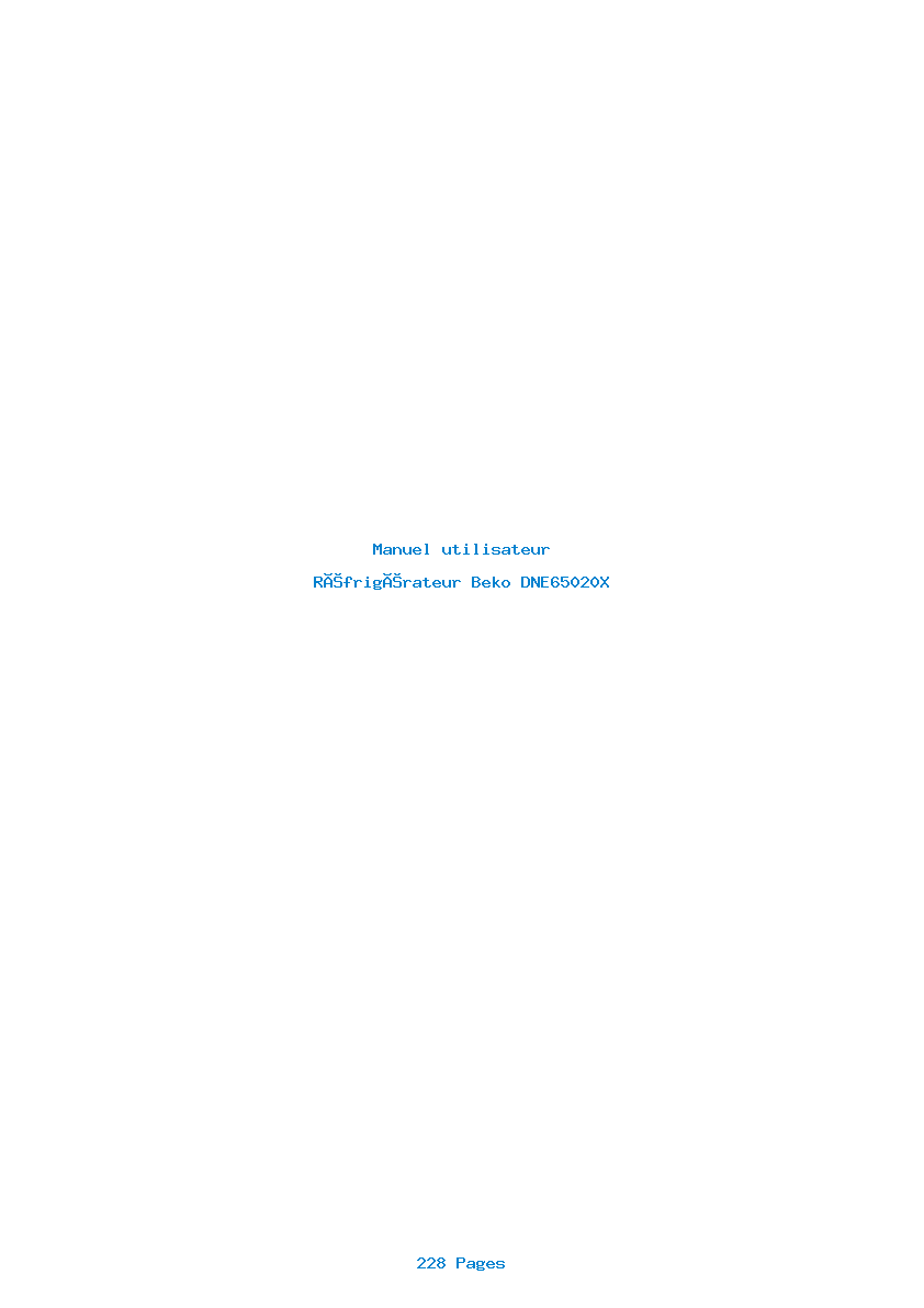 Page 1 de la notice Manuel utilisateur Beko DNE65020X
