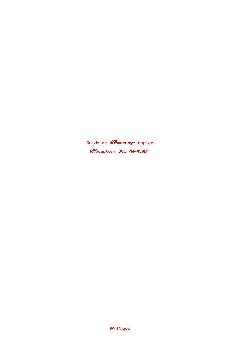 Page 1 de la notice Guide de démarrage rapide JVC KW-M56BT