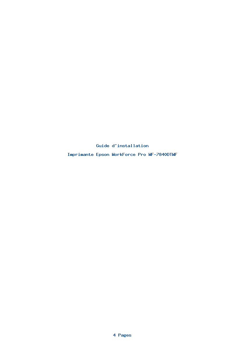 Page 1 de la notice Guide d'installation Epson WorkForce Pro WF-7840DTWF