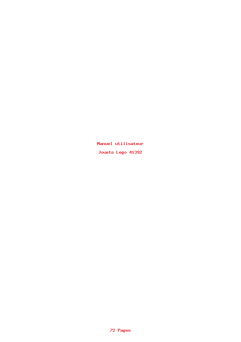 Page 1 de la notice Manuel utilisateur Lego 41392