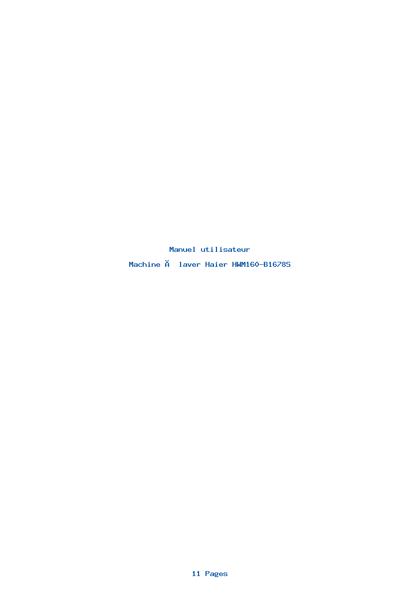 Page 1 de la notice Manuel utilisateur Haier HWM160-B1678S