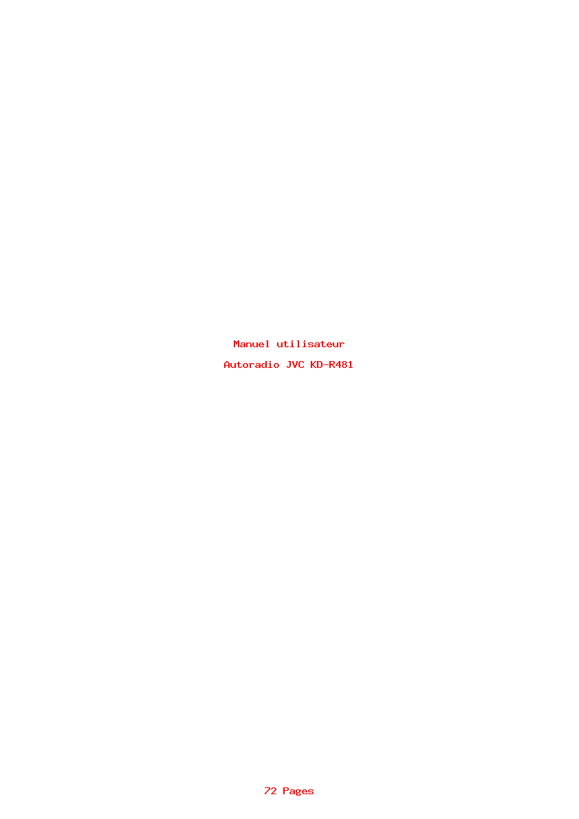 Page 1 de la notice Manuel utilisateur JVC KD-R481