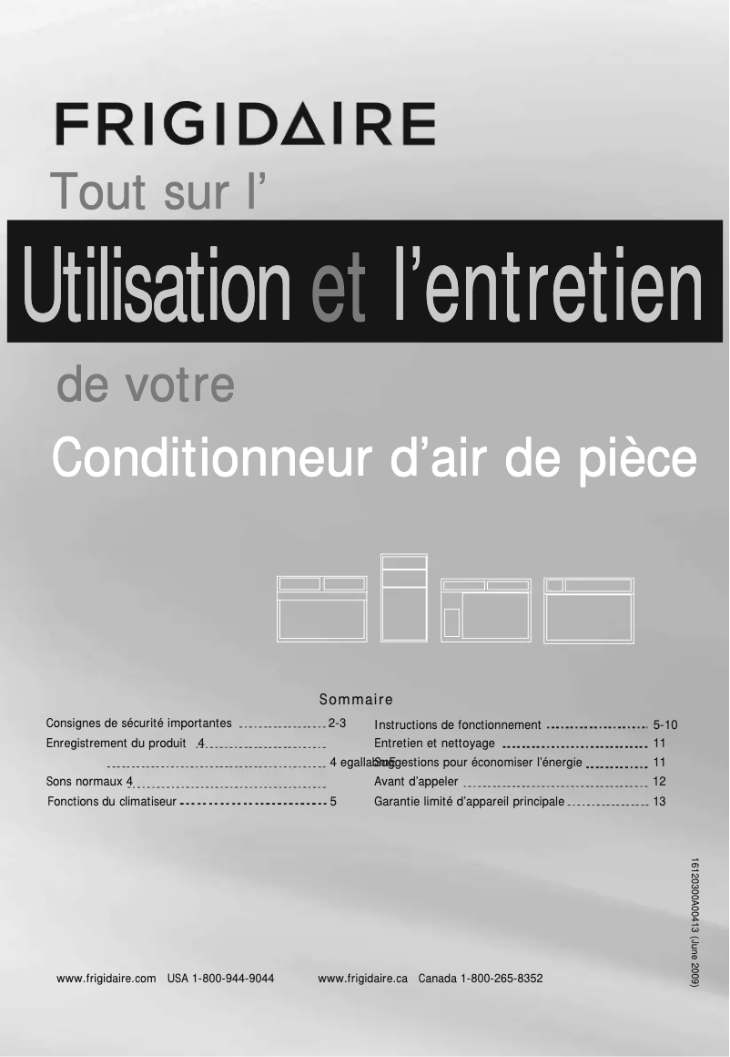 Page 1 de la notice Manuel utilisateur Frigidaire FFRA1022R1E