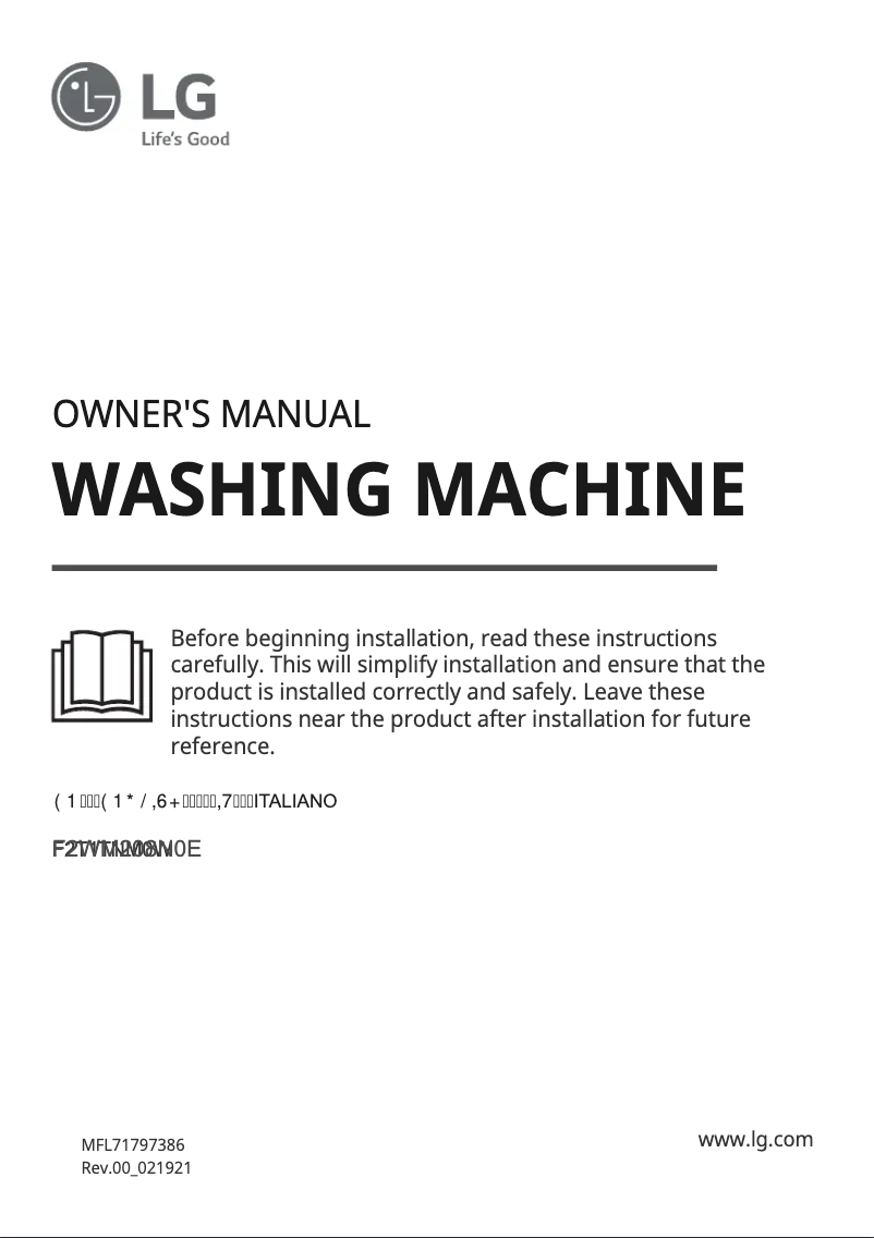 Page 1 of the manual User Manual LG F2WM208N0E