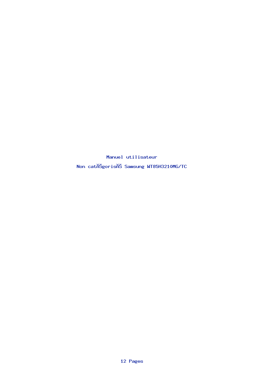 Page 1 de la notice Manuel utilisateur Samsung WT85H3210MG/TC