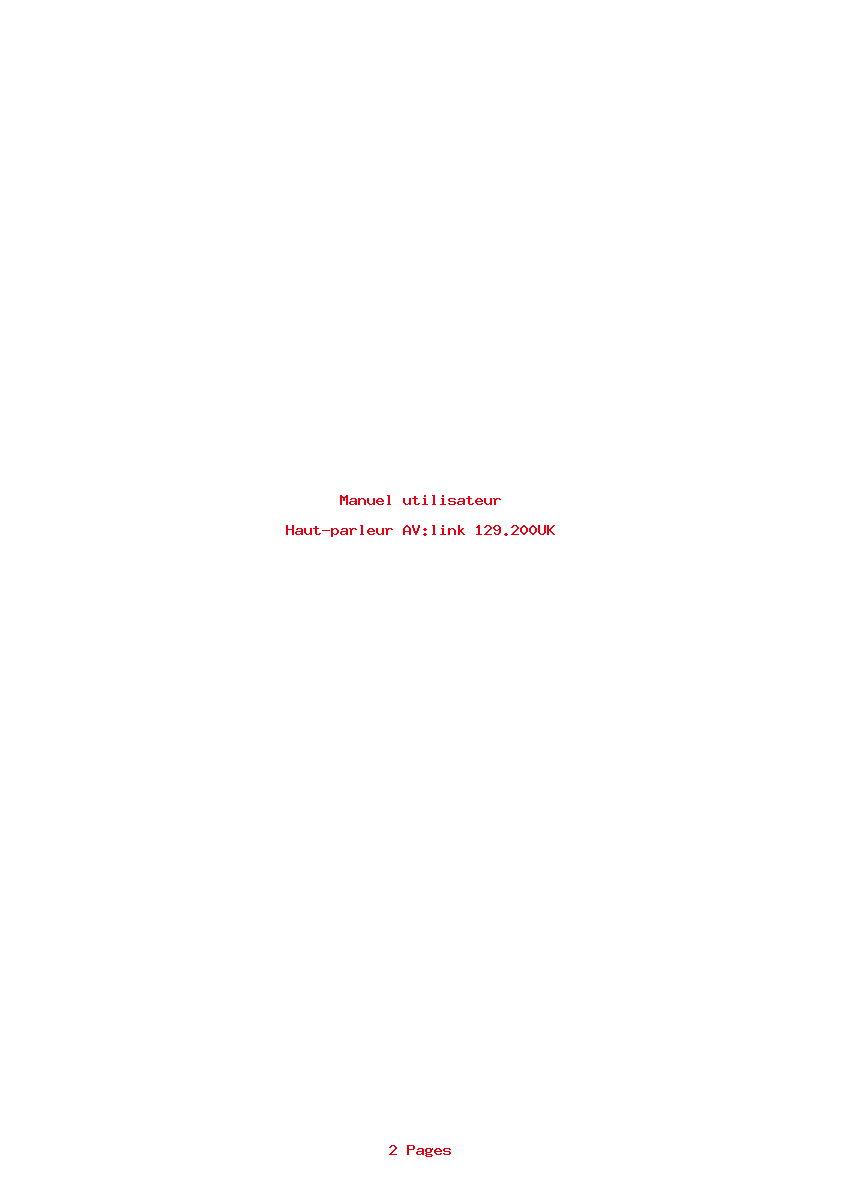Page 1 de la notice Manuel utilisateur AV:link 129.200UK
