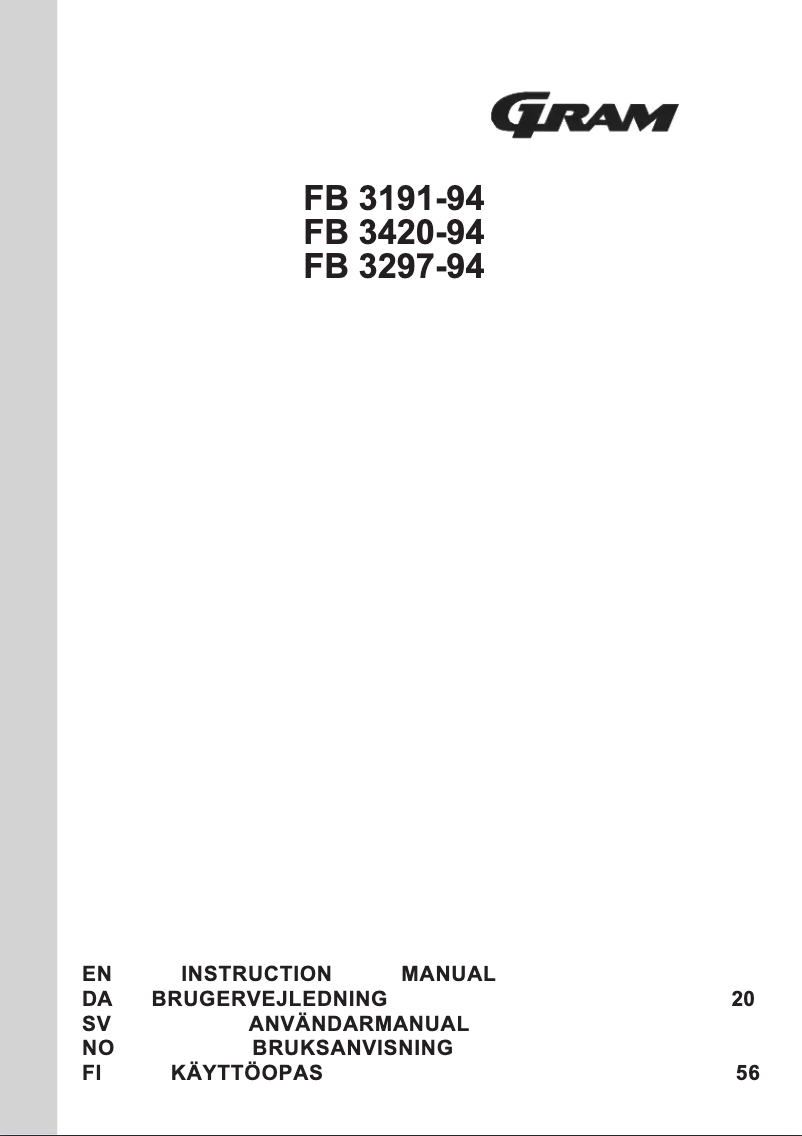 Page 1 de la notice Manuel utilisateur Gram FB 3420-94