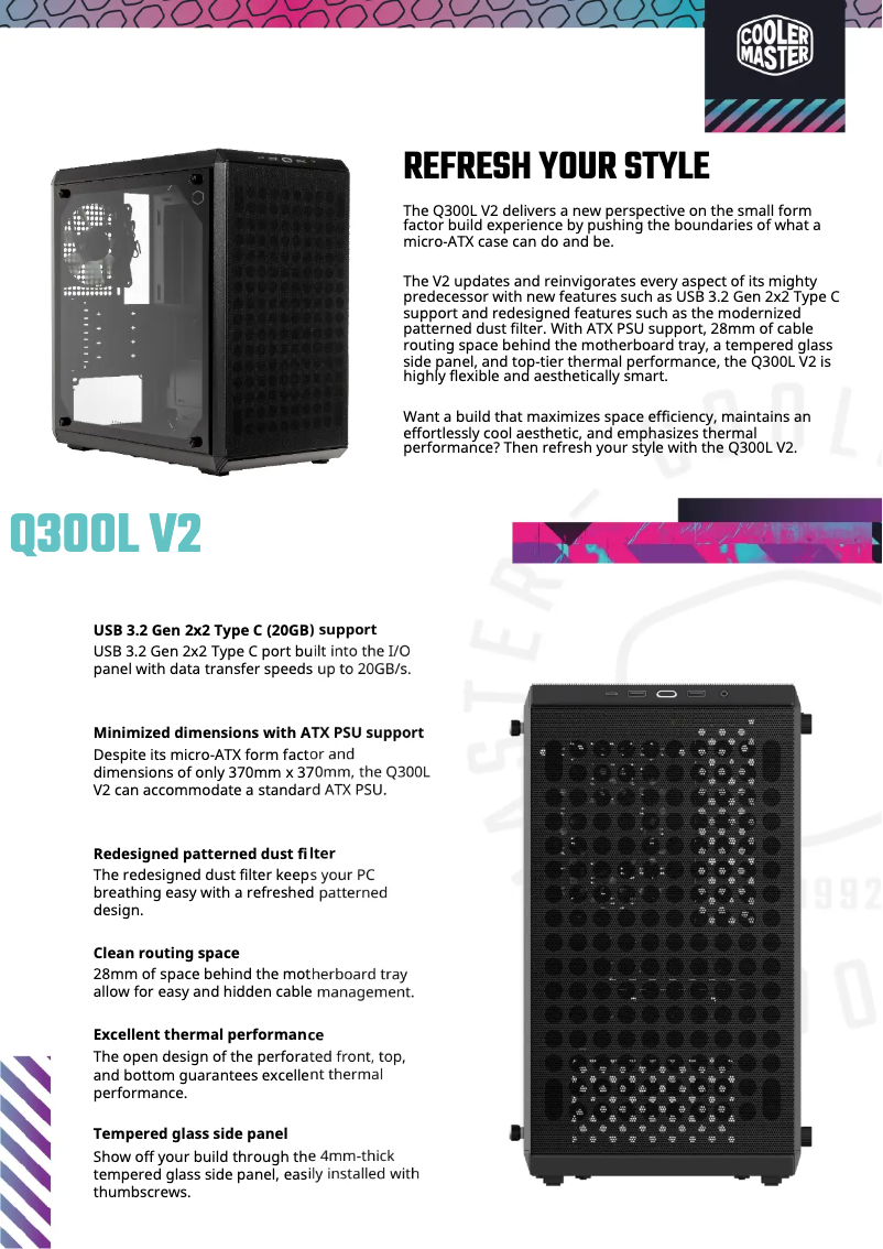 Page 1 de la notice Fiche technique Cooler Master Q300L V2