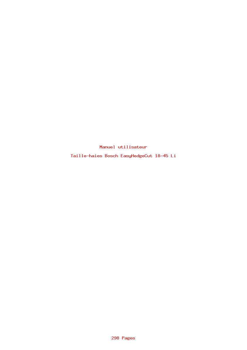 Page 1 de la notice Manuel utilisateur Bosch EasyHedgeCut 18-45 Li