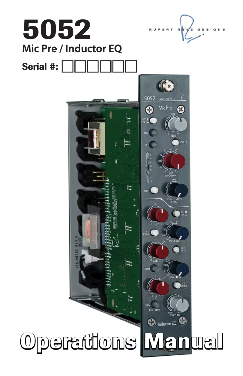 Page 1 of the manual User Manual Rupert Neve Designs 5052