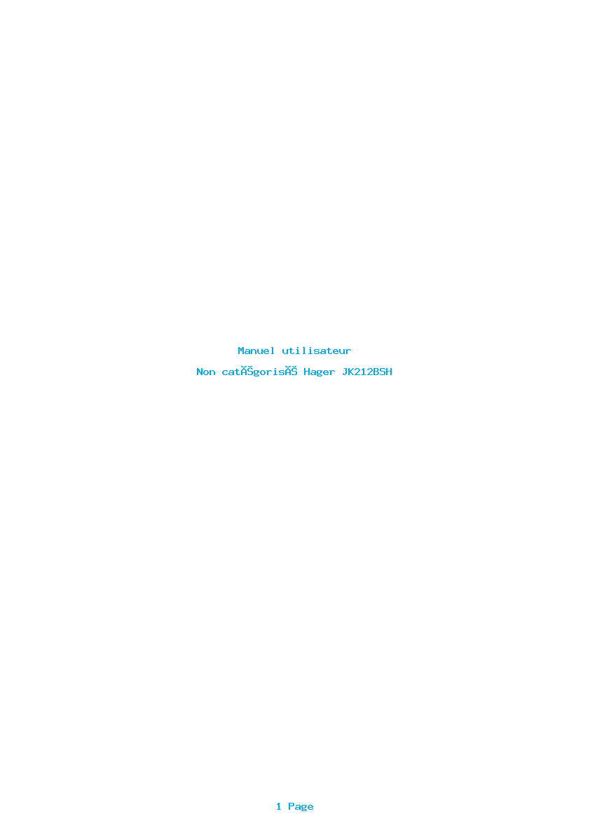 Page 1 de la notice Manuel utilisateur Hager JK212BSH