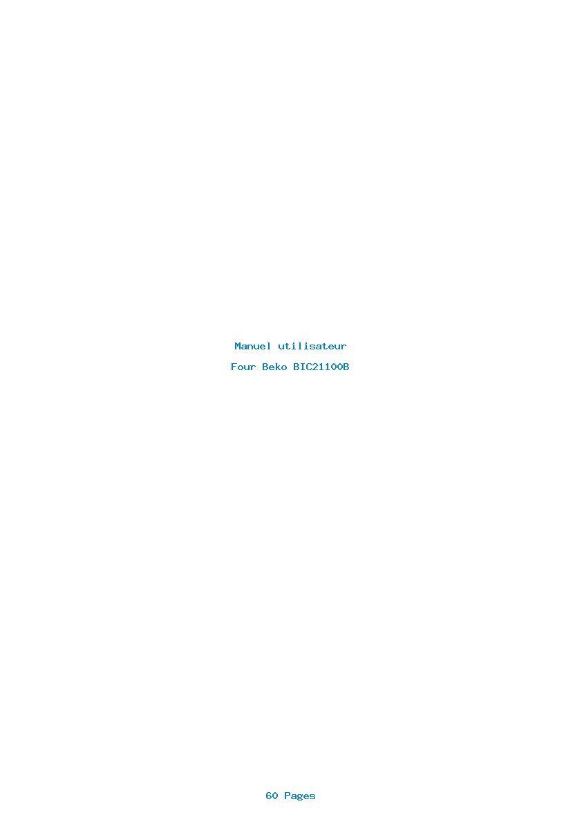 Page 1 de la notice Manuel utilisateur Beko BIC21100B