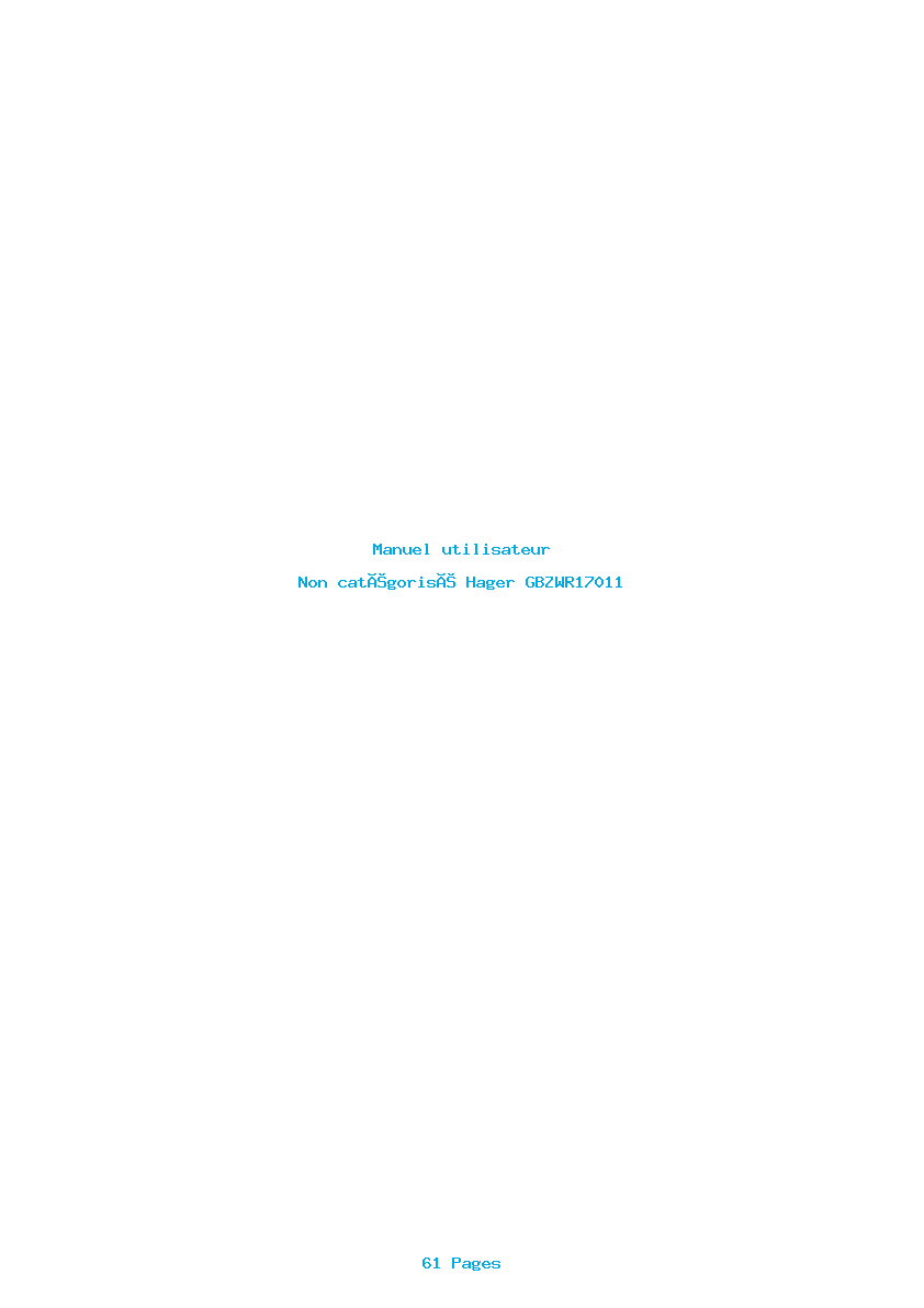 Page 1 de la notice Manuel utilisateur Hager GBZWR17011