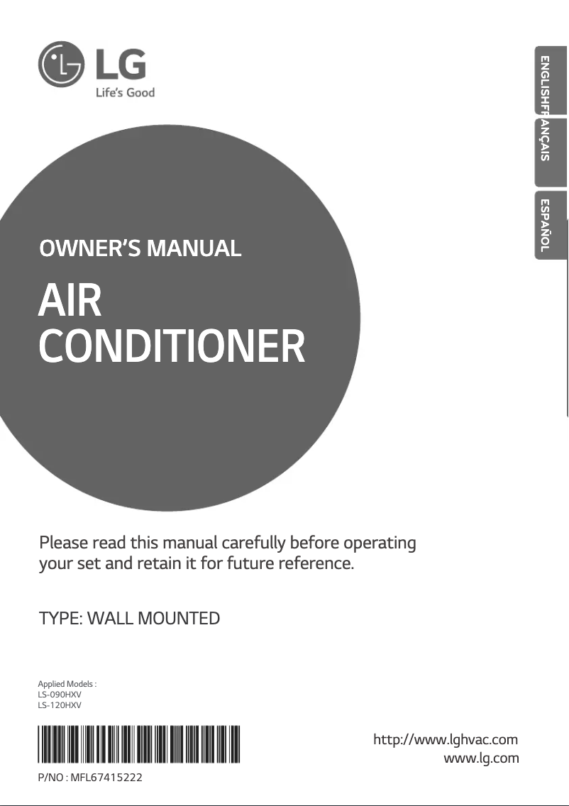 Page 1 de la notice Manuel utilisateur LG LSU120HXV
