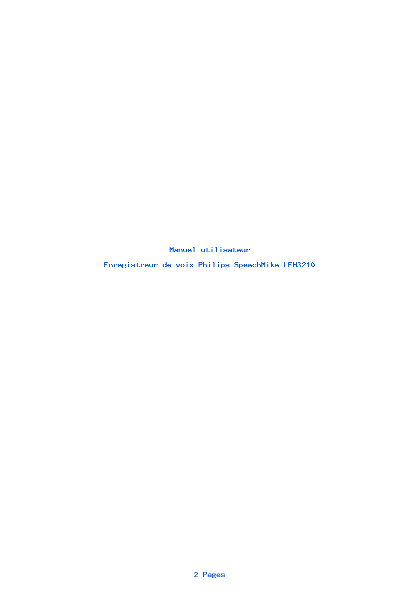 Page 1 de la notice Manuel utilisateur Philips SpeechMike LFH3210
