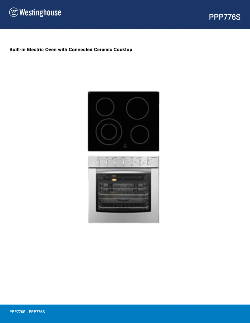 Page 1 de la notice Fiche technique Westinghouse PPP776S