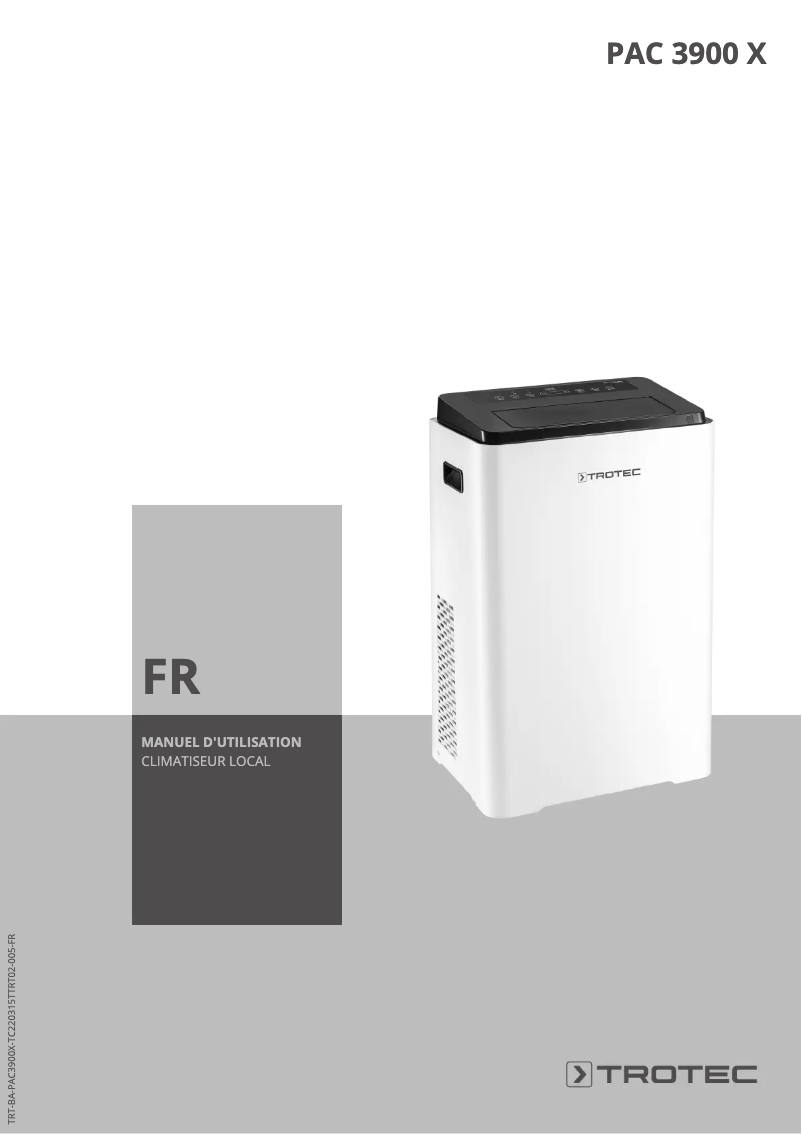 Page 1 de la notice Manuel utilisateur Trotec PAC 3900 X