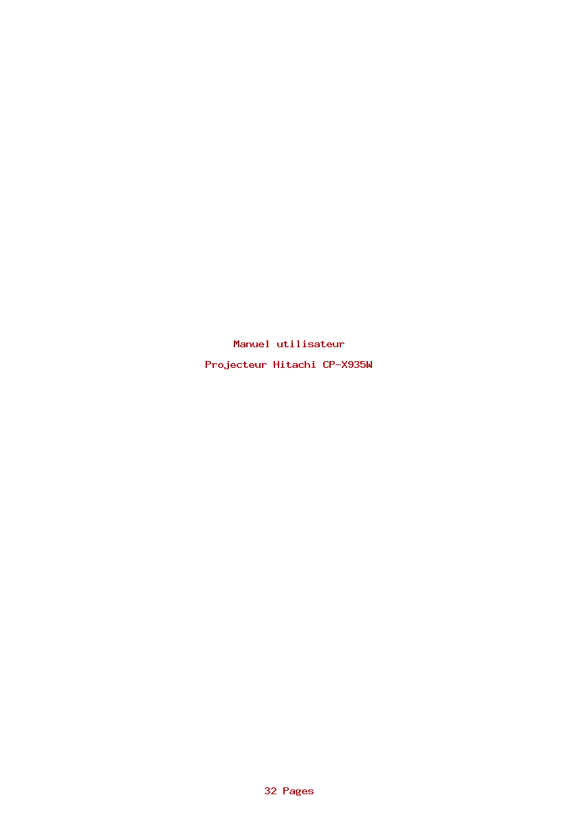 Page 1 de la notice Manuel utilisateur Hitachi CP-X935W