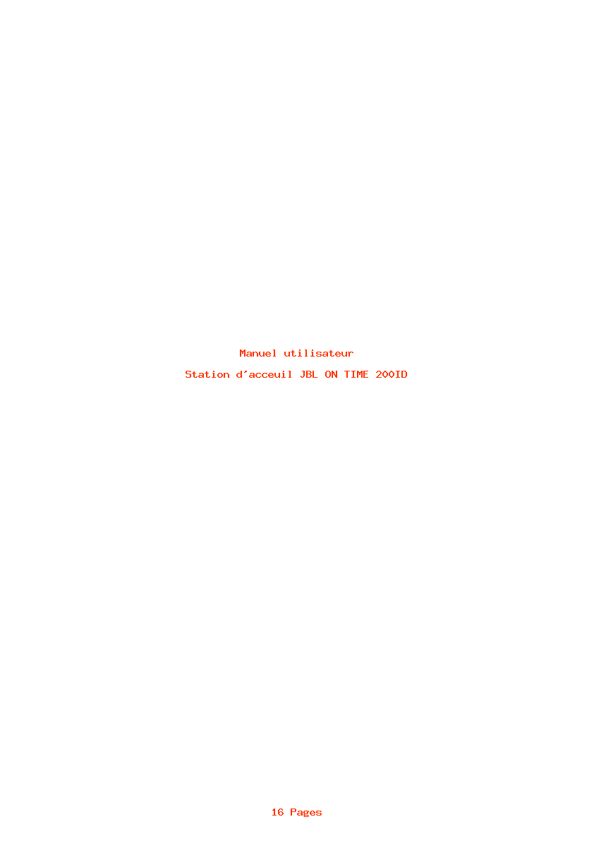 Page 1 de la notice Manuel utilisateur JBL ON TIME 200ID