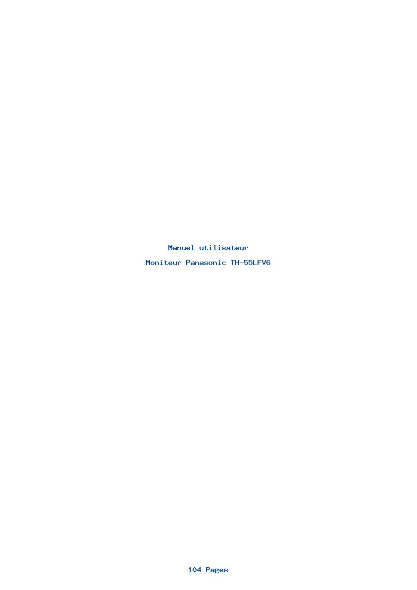 Page 1 de la notice Manuel utilisateur Panasonic TH-55LFV6
