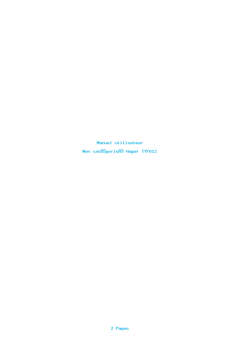 Page 1 de la notice Manuel utilisateur Hager TYF612