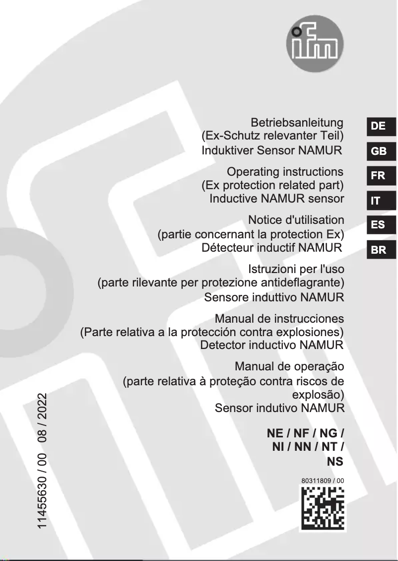 Page 1 de la notice Manuel utilisateur IFM NF5004
