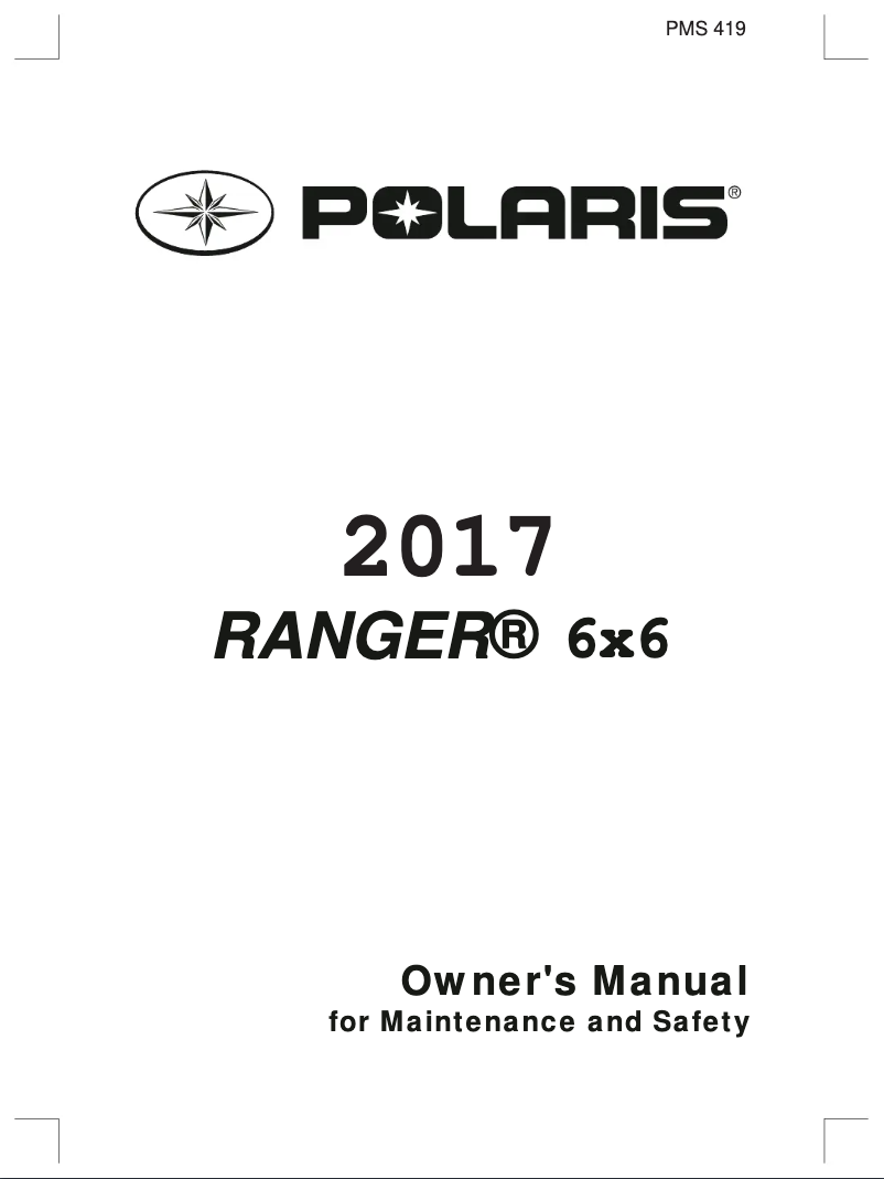 Page 1 de la notice Manuel utilisateur Polaris Ranger 6x6 INTL (2017)