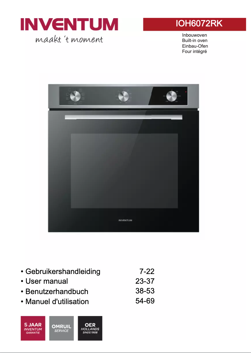 Page 1 de la notice Manuel utilisateur Inventum IOH6072RK