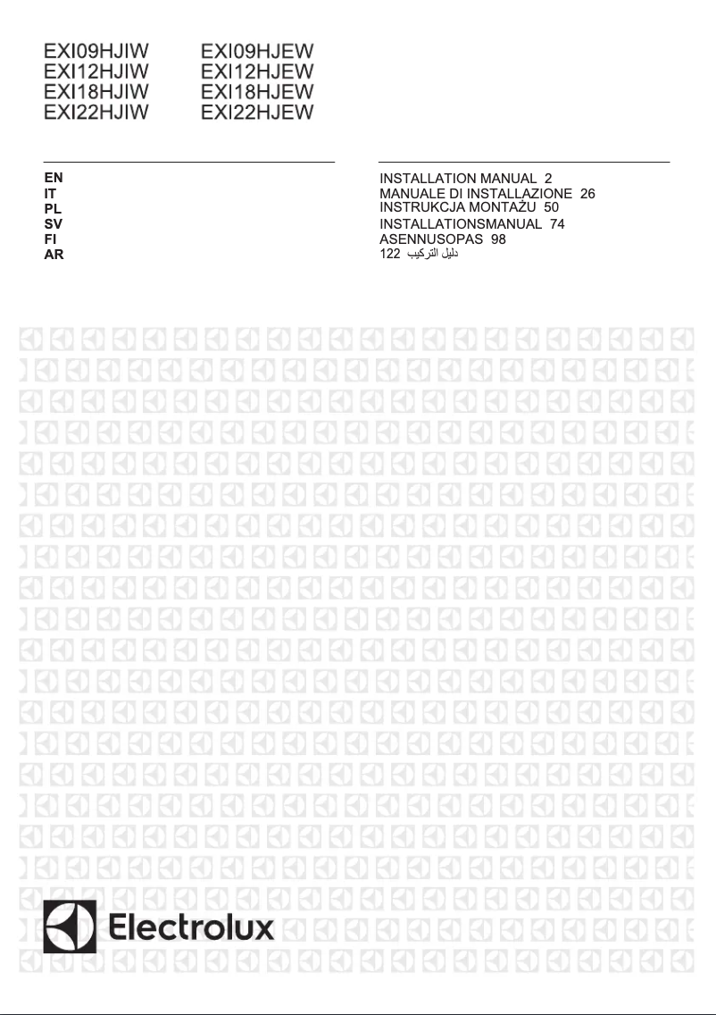 Página 1 del manual Guía de instalación Electrolux EXI22HJEWI