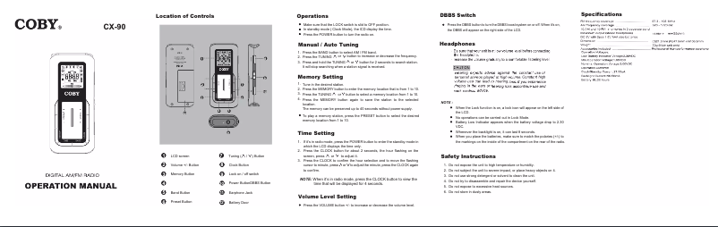 Page 1 of the manual User Manual Coby CX90