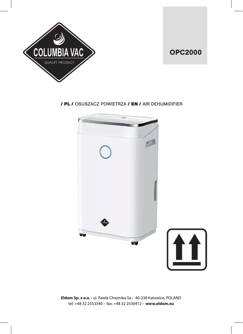 Page 1 de la notice Manuel utilisateur Eldom ColumbiaVac OPC2000
