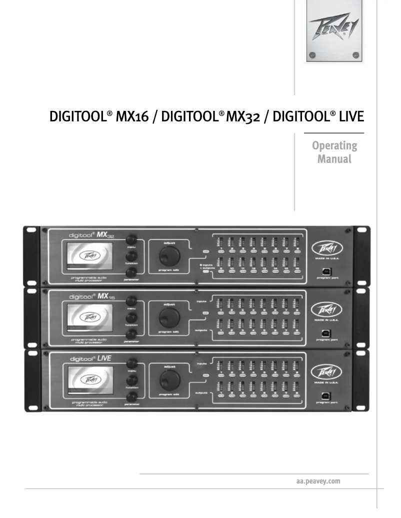 Page 1 de la notice Manuel utilisateur Peavey Digitool LIVE