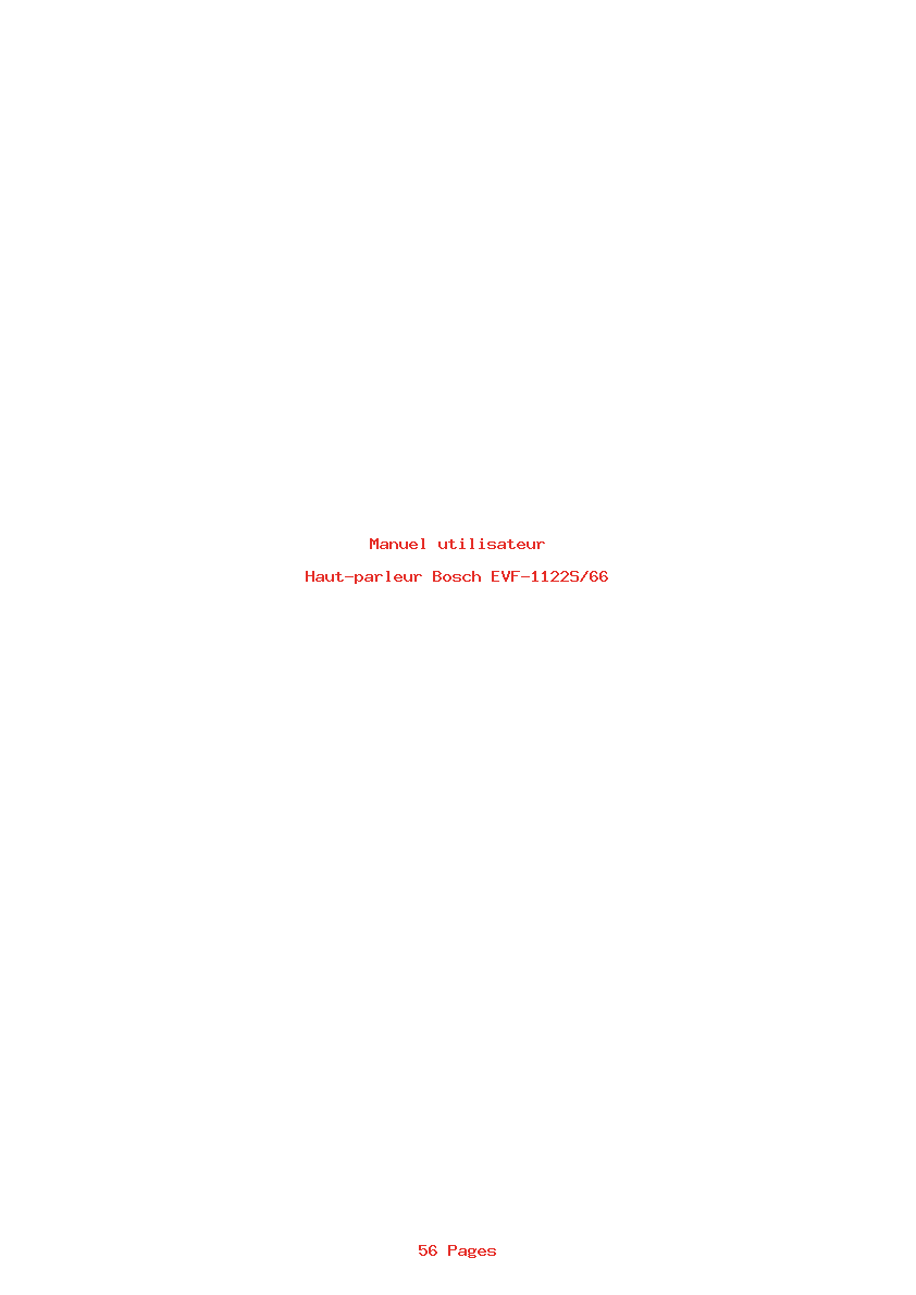 Page 1 de la notice Manuel utilisateur Bosch EVF-1122S/66