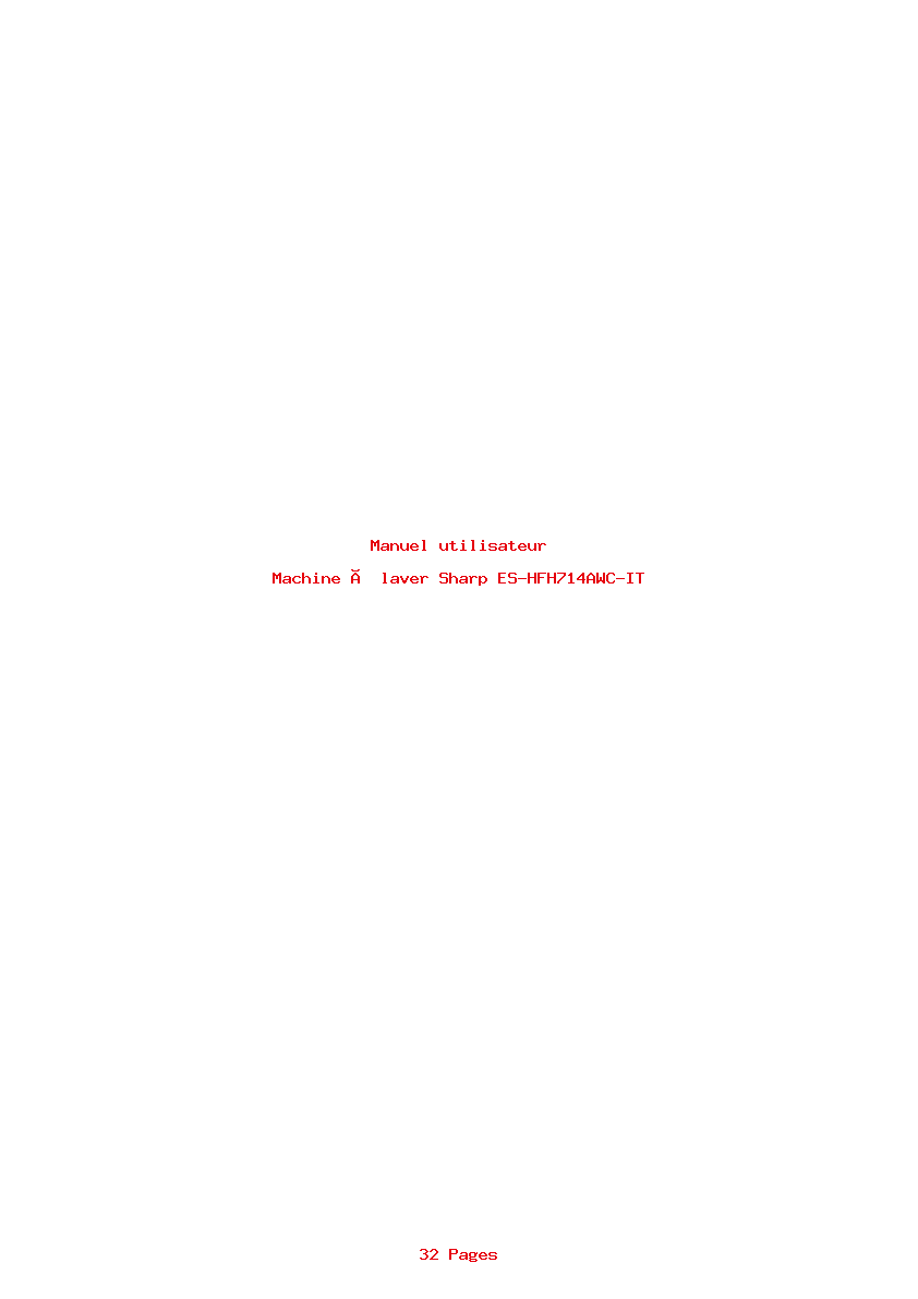 Page 1 de la notice Manuel utilisateur Sharp ES-HFH714AWC-IT