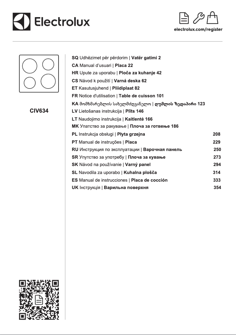 Page 1 de la notice Manuel utilisateur Electrolux CIV634