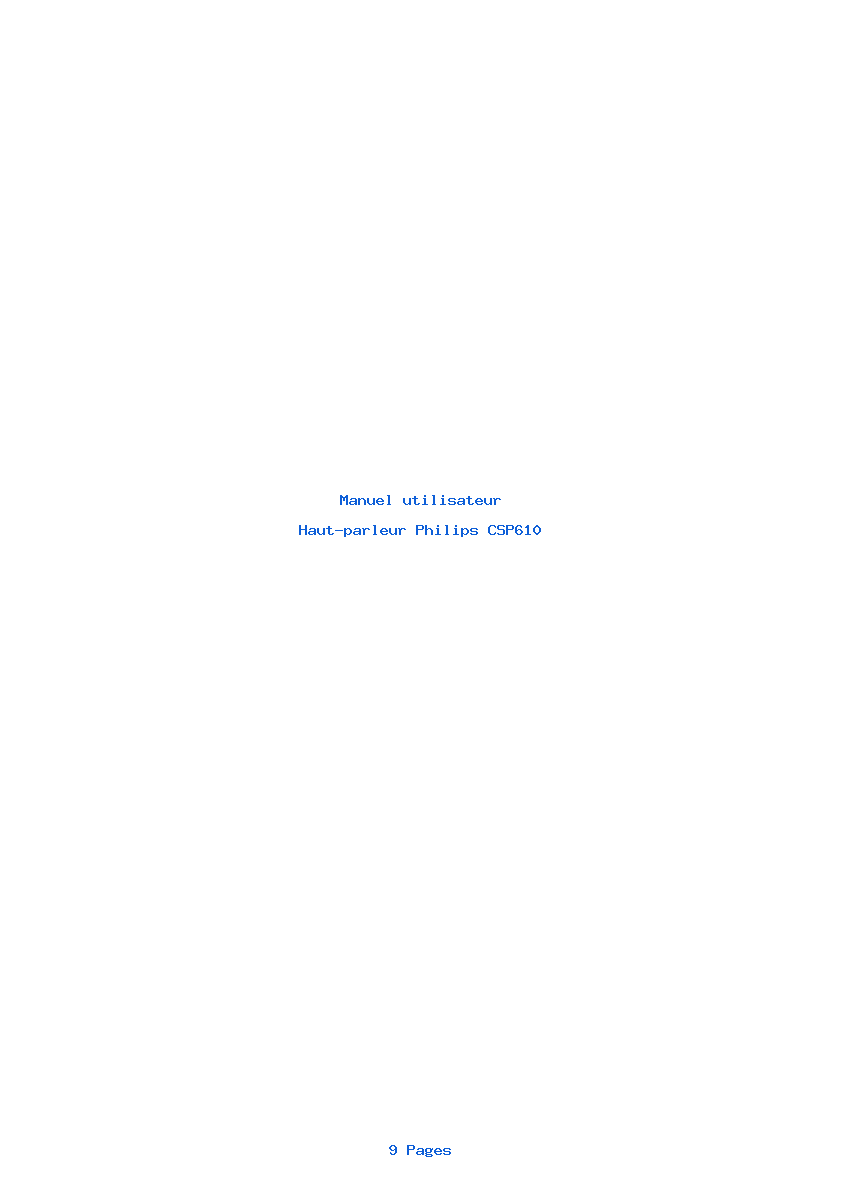 Page 1 de la notice Manuel utilisateur Philips CSP610