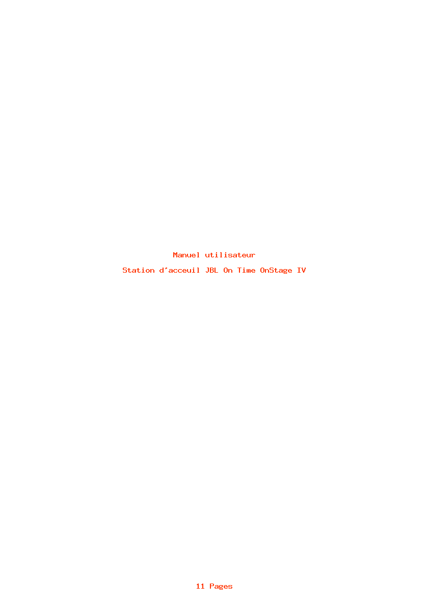 Page 1 de la notice Manuel utilisateur JBL On Time OnStage IV
