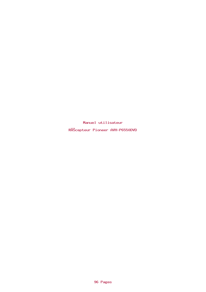 Page 1 de la notice Manuel utilisateur Pioneer AVH-P6550DVD