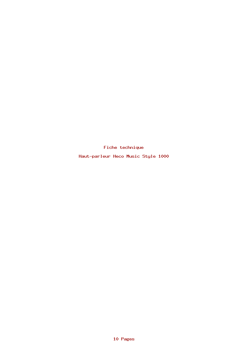 Page 1 de la notice Fiche technique Heco Music Style 1000