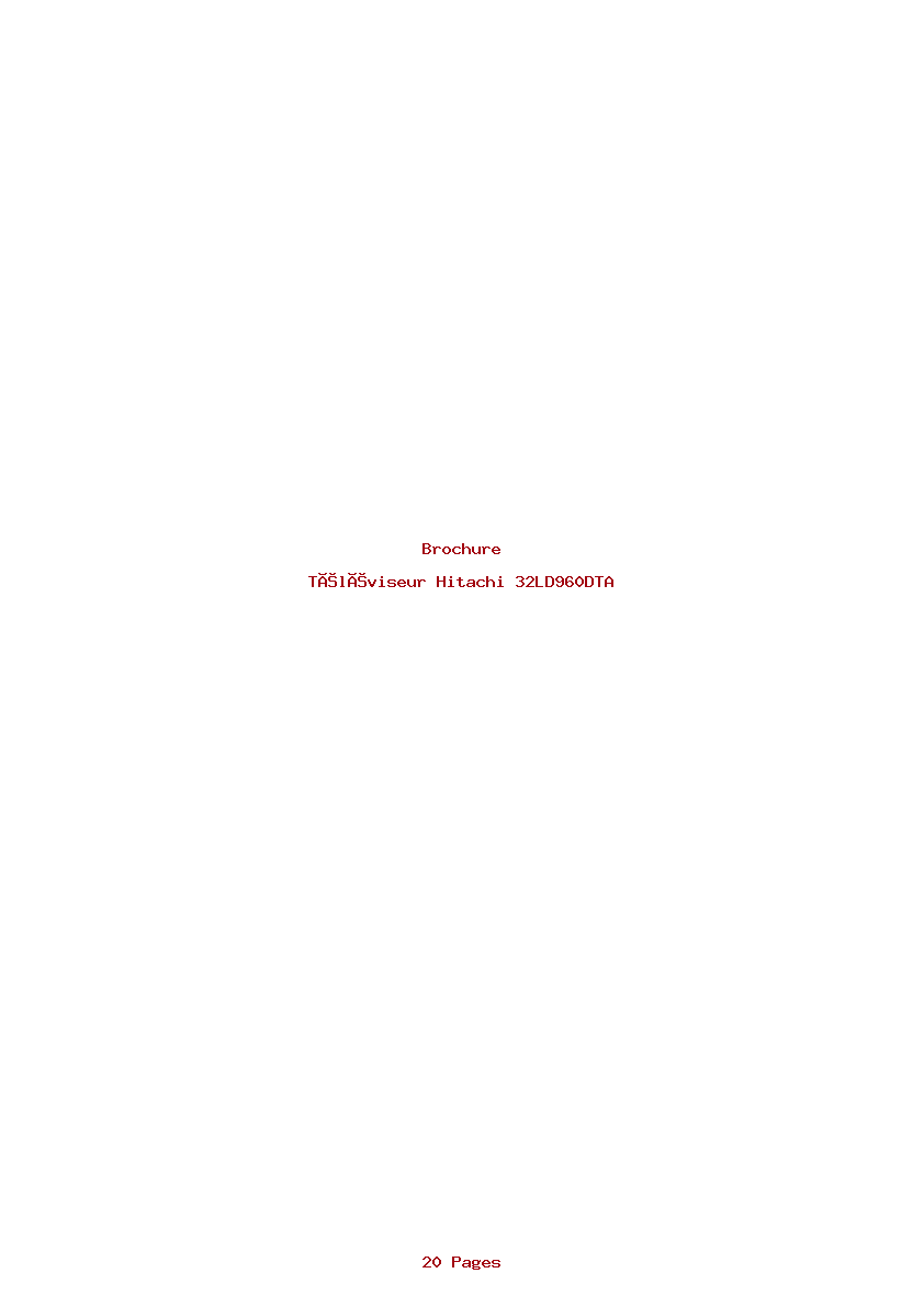 Page 1 de la notice Brochure Hitachi 32LD960DTA